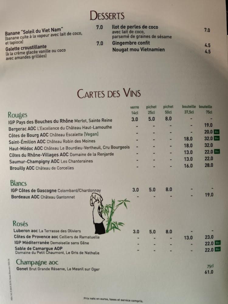 Au Soleil du Vietnam - Menu Image 1